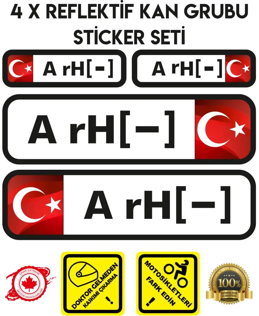 TR A rH - Reflektif Kan Grubu Seti Sticker Çınar Extreme 